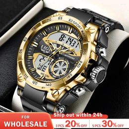 Wristwatches LIGE Top Men Watches Fashion Dual Display Watch For Casual Sport Divier Quartz Chronograph Clock Male