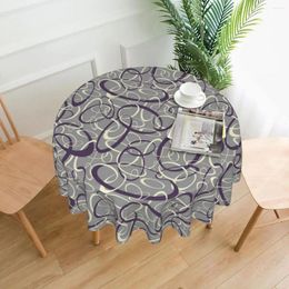 Table Cloth Retro Mod Tablecloth Gray Geometric Protector Round Cover Funny Graphic For Events Christmas Party