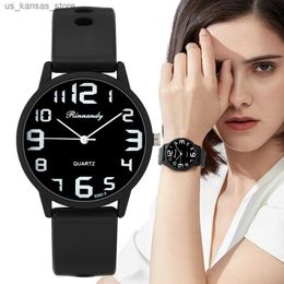 Wristwatches Stylishly Simple 2024 Hot selling Ladies Digital Quartz es Sport Black Sile Womens Clock Gifts Wristes240409