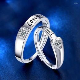 Cluster Rings Zircon Love Couple Ring S925 Sterling Silver Do Old Retro Letters Fashion Trend Opening Exquisite Ornaments