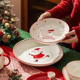 Bowls Modern Housewife Original Red Santa Claus Shaped Tableware Ceramic Bowl Cute Large Plate Deep Breakfast Cup