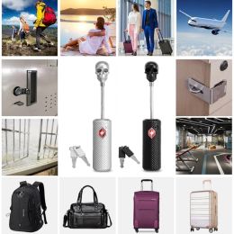 Skull Shape Wire Rope Customs Lock with Keys Zinc-Alloy Luggage Locks Suitcase Backpack Travel Padlock Anti-Theft Lock