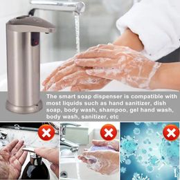 Liquid Soap Dispenser Touchless Container Stainless Steel Adjustable Volume 3 Modes Free Standing Bathroom Hand