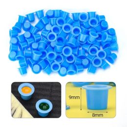 100pcs/lot Plastic Disposable Tattoo Ink Holder Cups Pigment Supplies Permanent Makeup Eyebrow Blue Yellow Pigment Container Cup