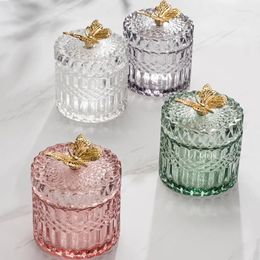 Storage Bottles Butterfly Glass Jar Jewellery Ring Box With Lid Kitchen Condiment JarEntrance Key StorageDesktop Ornaments