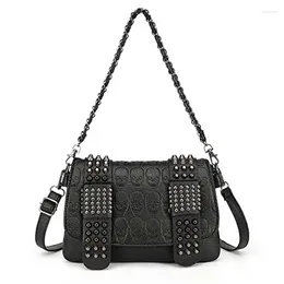 Shoulder Bags Bag For Women's Messenger Rivet Skull Envelope Mini Clutch Crossbody Small Square