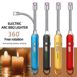 New USB Plasma Electric Windproof Charging Long Bar Barbecue Kitchen Without Gas Range Lighter, Flameless Candle Lighter Tool