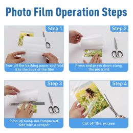 10 Sheets Holographic Transparent Cold Laminating Film A4 Self-adhesive Stars Dots DIY Package Color Card Photo Laminating Film