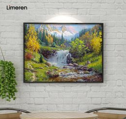 Oil Painting By Numbers DIY Picture Waterfall Drawing On Canvas Oil Colouring By Hand Landscape Kits Drawing Modern Wall Art2157324