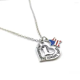 Pendant Necklaces My Hero Wears Combat Boots Necklace Flag Of The United States Jewellery Heart NecklaceUS Army Wife Girlfriend Fiance Gift