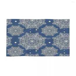 Towel Boho Mandala Pattern Steel Blue 40x70cm Face Wash Cloth Microfibre Fabrics Suitable For Tour Holiday Gift