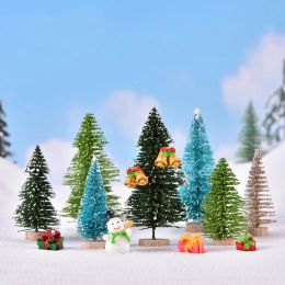 Miniature Christmas Tree Micro Artificial Sisal Snow Landscape Architecture Trees for Christmas Tabletop Decor Christmas Gifts