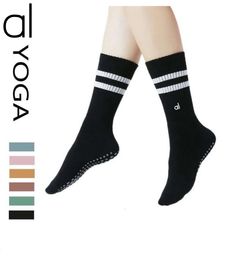 AL0YOGA-209 2024 AL Women Yoga Socks Indoor Fitness Dance Två barer Non Slip Cotton Yoga Socks Foreign Trade