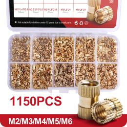 M2 M2.5 M3 M4 M5 M6 Brass Insert Nuts Assortment Kit Female Thread Knurled Threaded Heat Inserts Nut Set 250-1150pcs Tools Kit