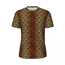 Tiger Print Running T-Shirt Animal Black Stripes Harajuku T Shirts Men Vintage Tshirt Summer Short Sleeve Custom Top Tees