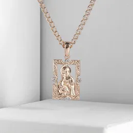 Pendant Necklaces Davieslee Necklace For Women Men 585 Rose Gold Color Virgin Mary Jesus Womens Jewelry Fashion DGP193