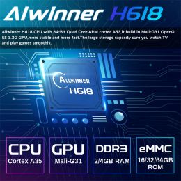 Android 12.0 Set-top Box Allwinner H618 CPU Support 6K HDR Media Player 4GB RAM 32G 64G WIFI6 2.4G&5.8G BT5.0 3D Smart TV Box