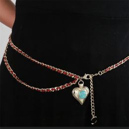 Belts Fashion Waist Chain Women Dress Designer Waistband Luxury Chain Belt Fashion Weave Chain Waist Belt Sheepskin Heart Shaped Cintura