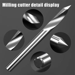 HUHAO 5pc V Groove Bit 1/8 Shank 2 Flut Tungsten Steel Router Engraving Bits Spiral 60° CNC Wood Carving Cutter Engraver Tool