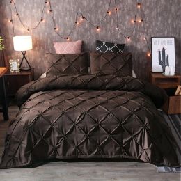 Black Duvet Cover Set Pinch Pleat 2/3pcs King Size Polyester Bedclothes Bedding Sets Luxury Home Hotel Use(no Filling No Sheet)