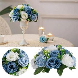 Decorative Flowers Artificial Bouquet Garland Lights 10pc Dirty Blue Tricolour Road Flower Main Table Simulation Silk