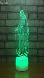 3D Acrylic LED Night Light Blessed Virgin Mary Touch 7 Color Changing Desk Table Lamp Party Decorative Light Christmas Gift6998205