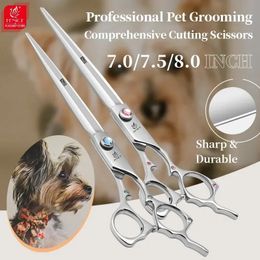 Fenice 70 75 inch High quality Japan 440C pet dog hair grooming straight cutting scissors 240325