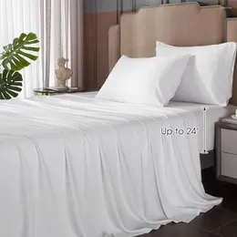 Bedding Sets White Bamboo Sheets LuxuryBreathable Cooling Bed No Sweat Comforter Linen Home Textile Garden