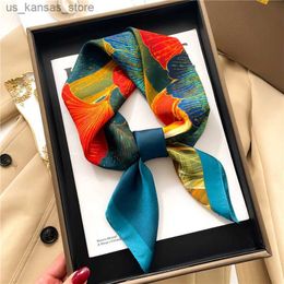 Scarves 2023 Neckerchief Female Luxury Square Scarf for Women Silk Shawl Satin Hijab Fashion Wraps Hair Bands Ribbon Headband Bandana240409UUFE