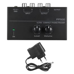 Amplifier Ultra Compact PP500 Phono Preamplifier With Black Rubber Turntable Amplifier RCA Output and Low Noise Preamplifier