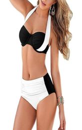 2018 New Sexy Bikinis Women Swimsuit High Waisted Bathing Suits Swim Halter Push Up Bikini Set Plus Size Swimwear 3XL9064307