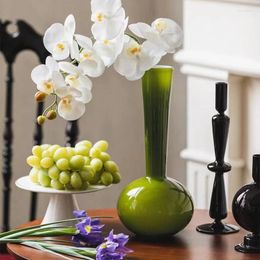 Vases French Mediaeval Glass Vase With High Quality Living Room Decorative Ornaments Phalaenopsis Aquatic Flower Arrangement