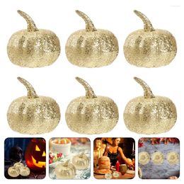 Decorative Flowers 6 Pcs Artificial Pumpkin Ornament Simulation Christmas Ornaments Halloween Layout Decor Models Flash Toy Adornment