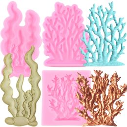 Sea Coral Silicone Mould Seaweed Fondant Moulds Chocolate Gumpaste Mould Cake Decorating Tools Cupcake Candy Resin Clay Moulds