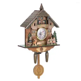 Wall Clocks Nordic Cuckoo Clock Retro Forest Wear-resistant Wood Handcrafted Decoration For Home Cafe Living Rom Accessory
