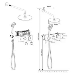 10inch Concealed Kitchen Sink Shower Set with Gunmetal in-wall Mixer Valve and Hidden Hot/cold Water Control