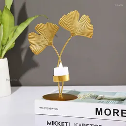 Candle Holders Creative Nordic Gold Ginkgo Leaf Holder Luxury Living Room Decorations Home Wedding Party