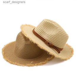 Wide Brim Hats Bucket Hats Summer Hat Women Panama Straw Hat Fedora Beach Vacation Wide Brim Visor Casual Summer Sun Hats for men Sombrero Y240409