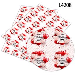 Mother Day Faux Leather Sheets Printed Love Heart Flower A4 22x30cm for DIY Clothing Bag Shoes Hair Bow Accessories