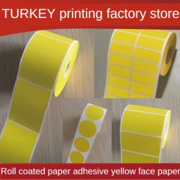 Paper Yellow Selfadhesive Carbon Tape Printing Labels Circular Sticker Oval Barcode Cardboard Box Sealing Stickers for Printer
