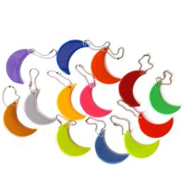 Reflective Keychain Bag Backpack Pendant Moon-Shaped Ornaments Reflector for Thing Adult Children Night Safety Accessory