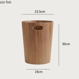 Creative Wooden Trash Can Round Simple Cleaning Tools Garbage Can Home Wastebasket Bathroom Trash Bin Kitchen Waste Storage Bins