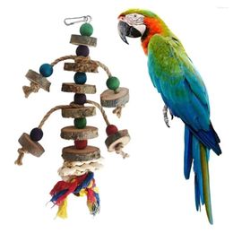 Other Bird Supplies Toy Wood Chewing Toys Parrot Natural Blocks Tearing With Hook Chew For Parrots Finch Budgies