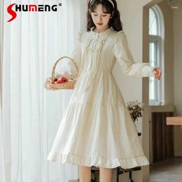 Casual Dresses Japanese College Style Chinese Long-Sleeved Dress Female Spring Autumn Students Sweet Cute Long Vestidos De Mujer