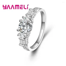 Cluster Rings Charming Oval Shiny Rhinestone Crystal Promise Ring For Women Men 925 Sterling Silver Party Accessories Gifts
