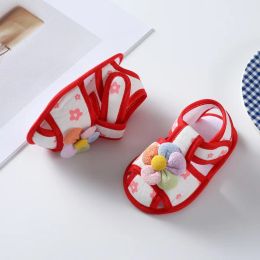 Spring Summer Baby Girls Walking Shoes Infant Cute Flower First Walkers Soft Sole Toddlers Anti-slip Sandal Hairband Suits