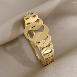 Bangle Greatera 316L Stainless Steel Chunky Chain Bangles Bracelets For Women Gold Plated Hollow Metal Bracelet Waterproof Jewelry