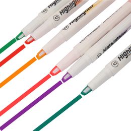 6 Pack Double-headed Highlight Pen Marker for Student Japanese Stationery Marking Highlighter Visible Window Tip Highlighter