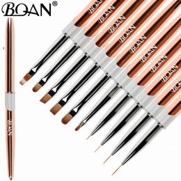 BQAN Rose Gold Nail Brush Nail Art Brush Line Painting Brushes Crystal Acrylic Thin Liner Drawing Pen Manicure Tools UV Gel