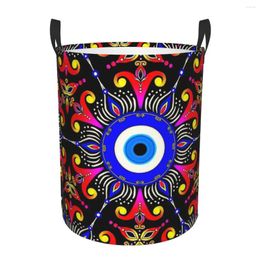 Laundry Bags Mediterranean Evil Eye Hamper Large Storage Basket Turkish Amulet Culture Kids Nursery Toy Organiser